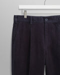 wax london men's Aubyn - Navy Soft Corduroy Pleated Trousers