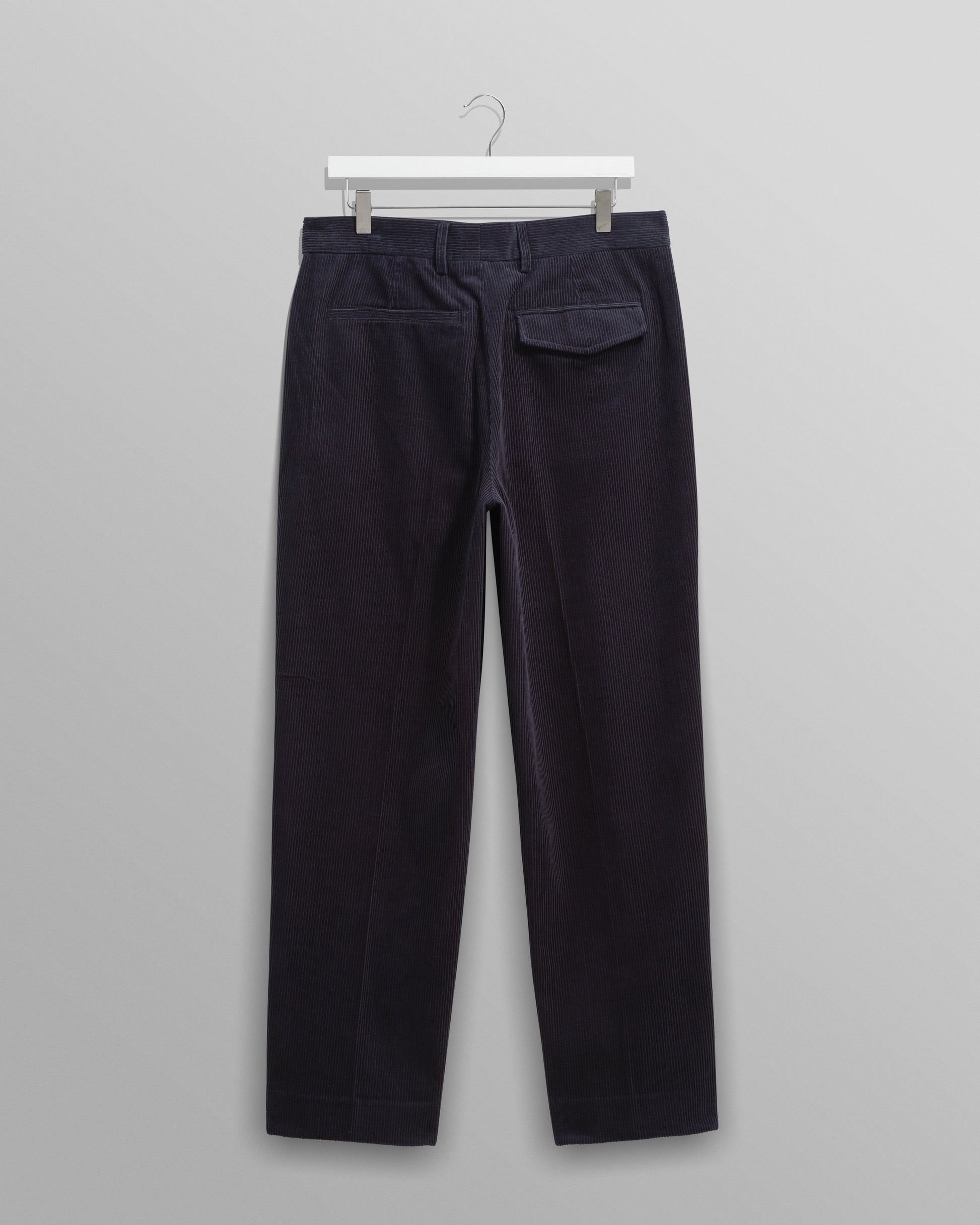 wax london men's Aubyn - Navy Soft Corduroy Pleated Trousers