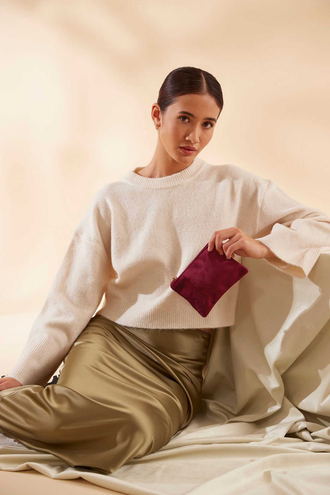 BagBase Velvet Recycled Accessory Pouch | Soft Touch | Lined | High Shine Zip | 7 Colours | S-L