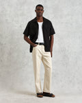 wax london men's Bartlett - Washed Black Linen Short-Sleeve Shirt