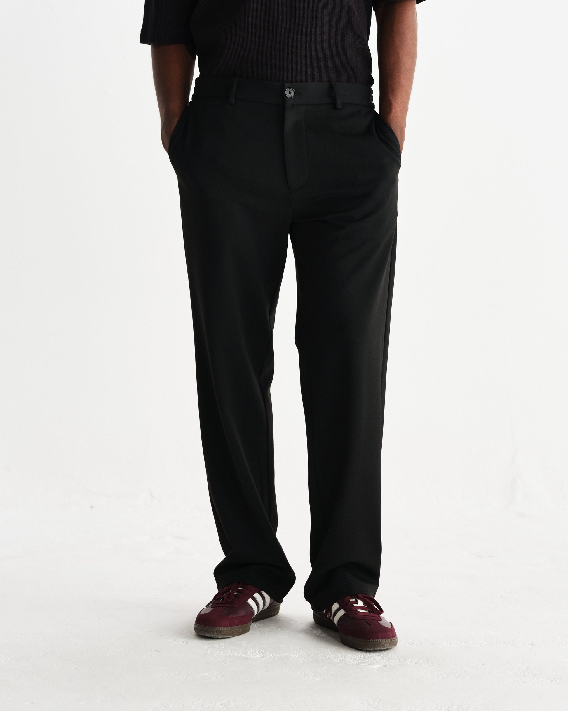 wax london men's Bayham - Black Viscose Trousers