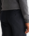 wax london men's Bayham - Navy Wool Blend Pinstripe Trousers