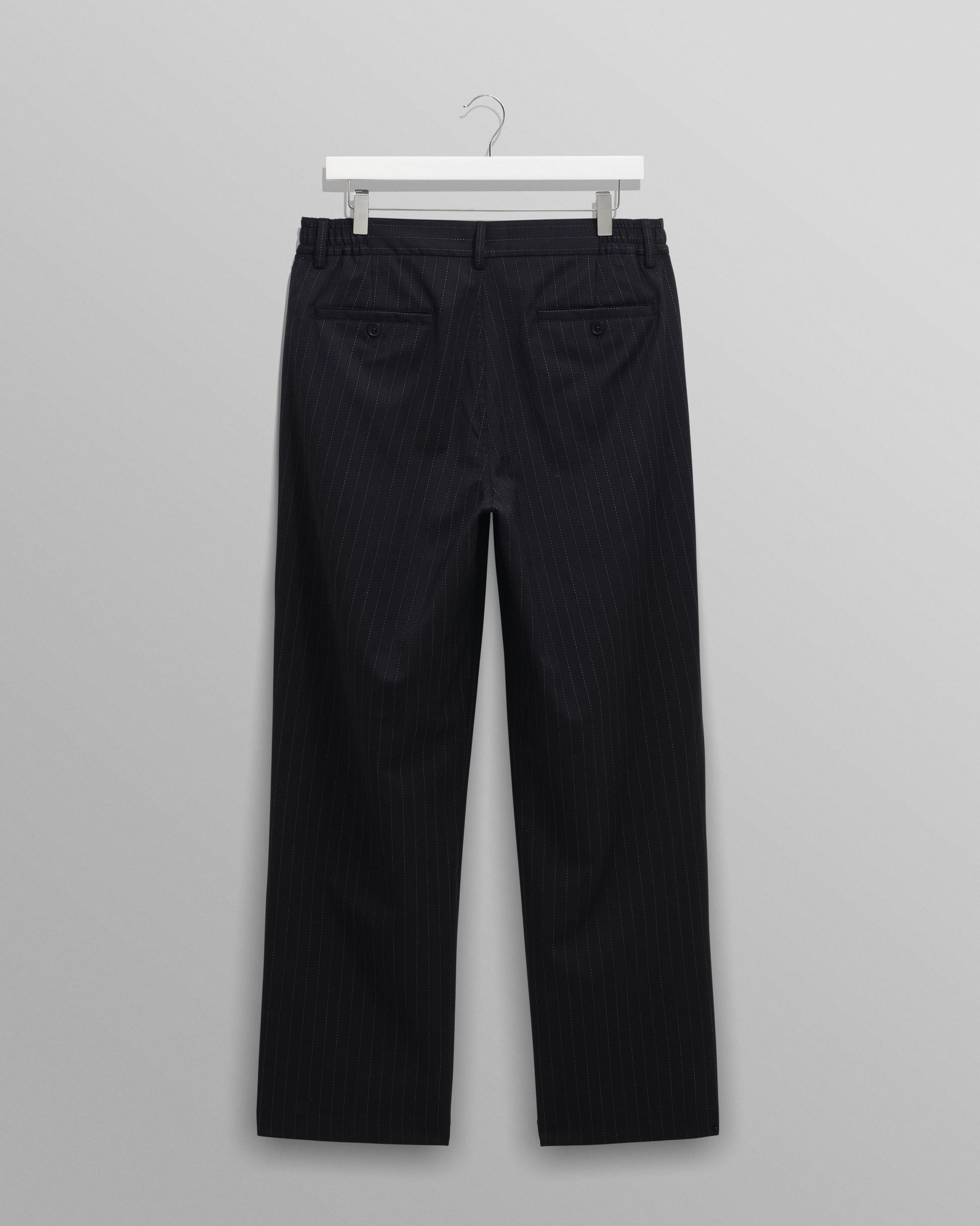 wax london men's Bayham - Navy Wool Blend Pinstripe Trousers