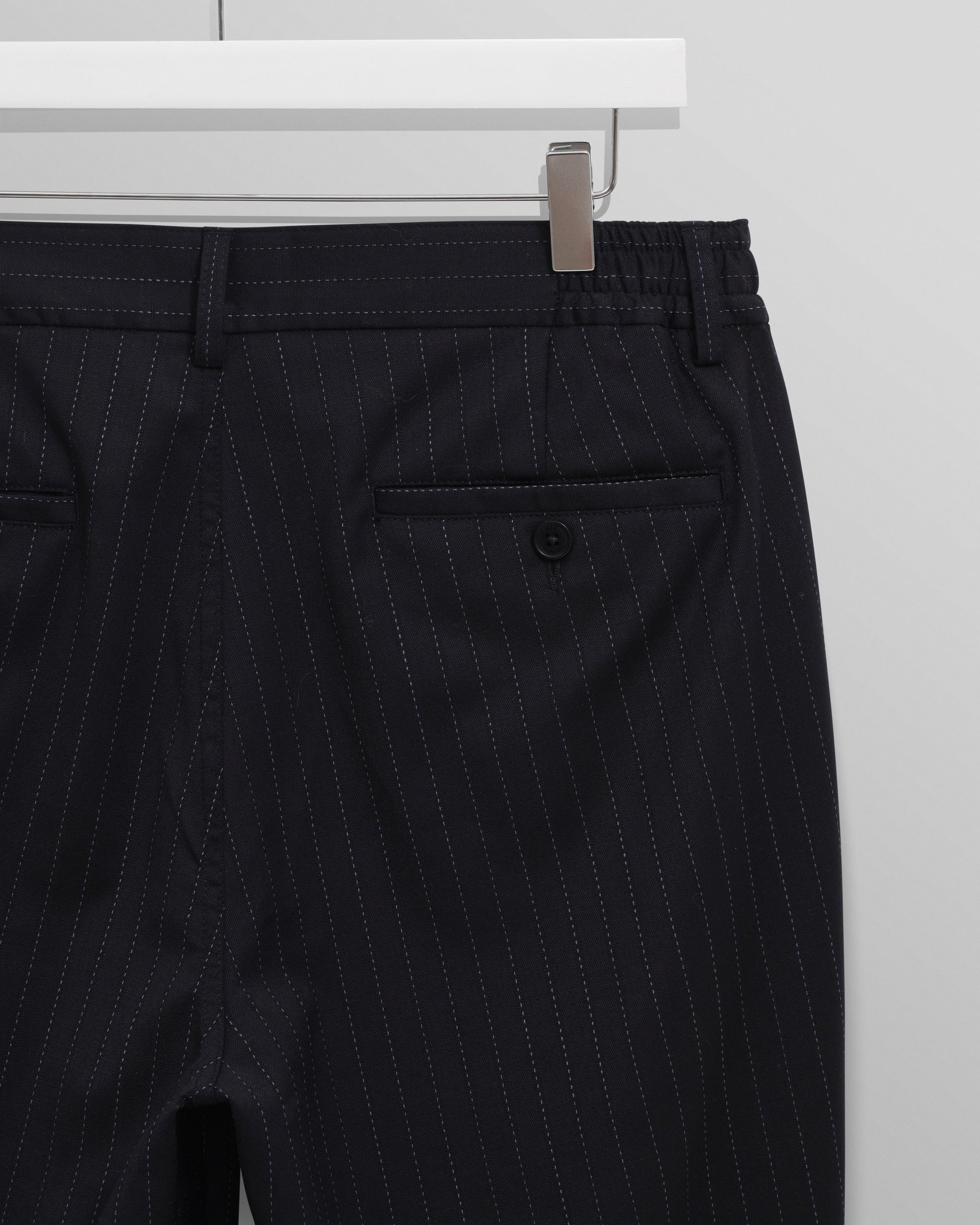wax london men's Bayham - Navy Wool Blend Pinstripe Trousers