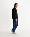 wax london men's Blen - Black Organic Cotton Rugby Shirt