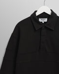 wax london men's Blen - Black Organic Cotton Rugby Shirt