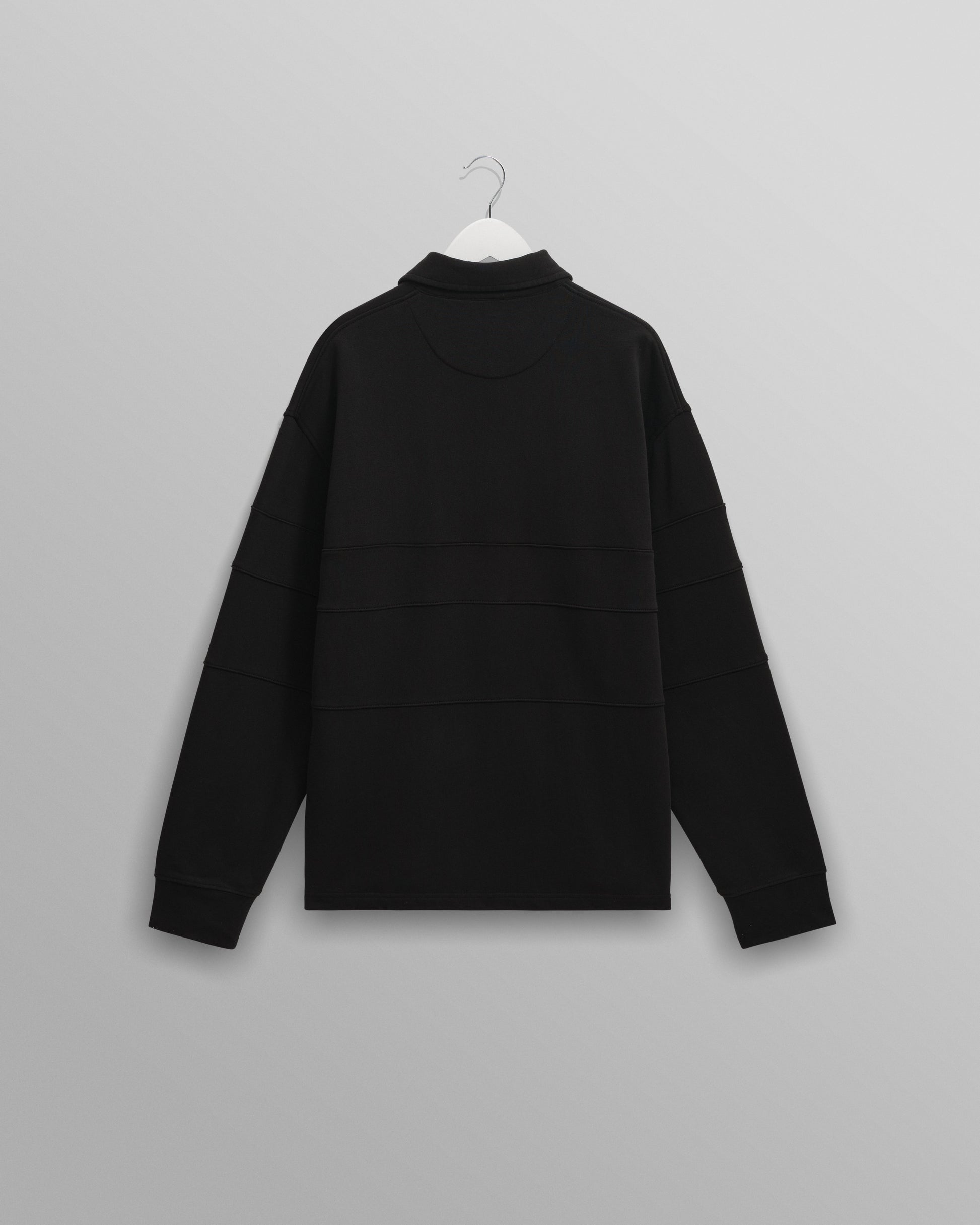 wax london men's Blen - Black Organic Cotton Rugby Shirt