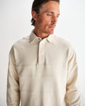 wax london men's Blen - Ecru Organic Cotton Rugby Shirt