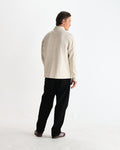 wax london men's Blen - Ecru Organic Cotton Rugby Shirt