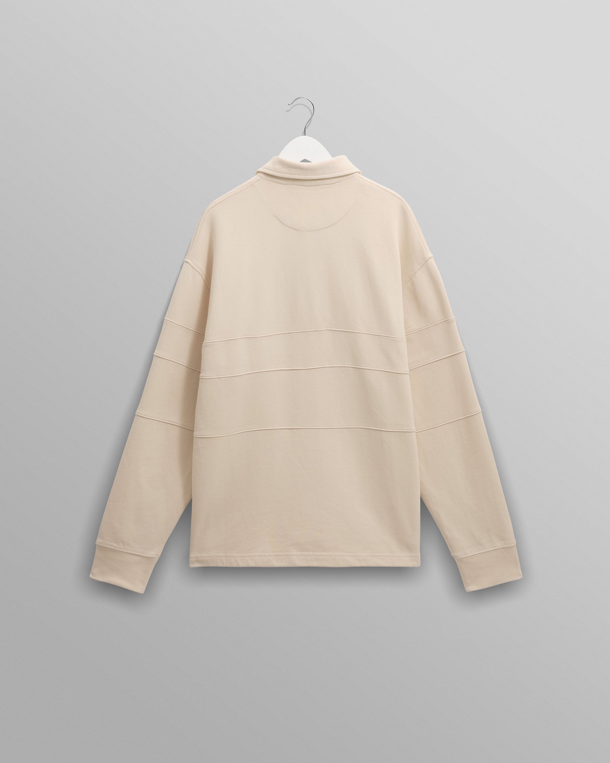 wax london men's Blen - Ecru Organic Cotton Rugby Shirt