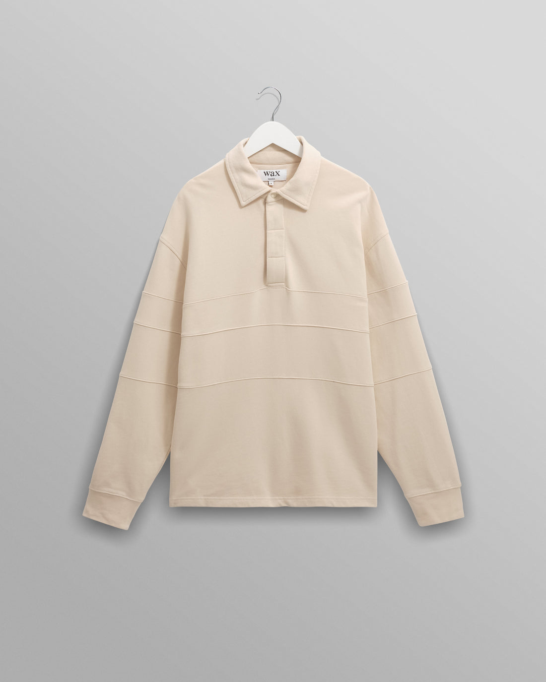 wax london men's Blen - Ecru Organic Cotton Rugby Shirt