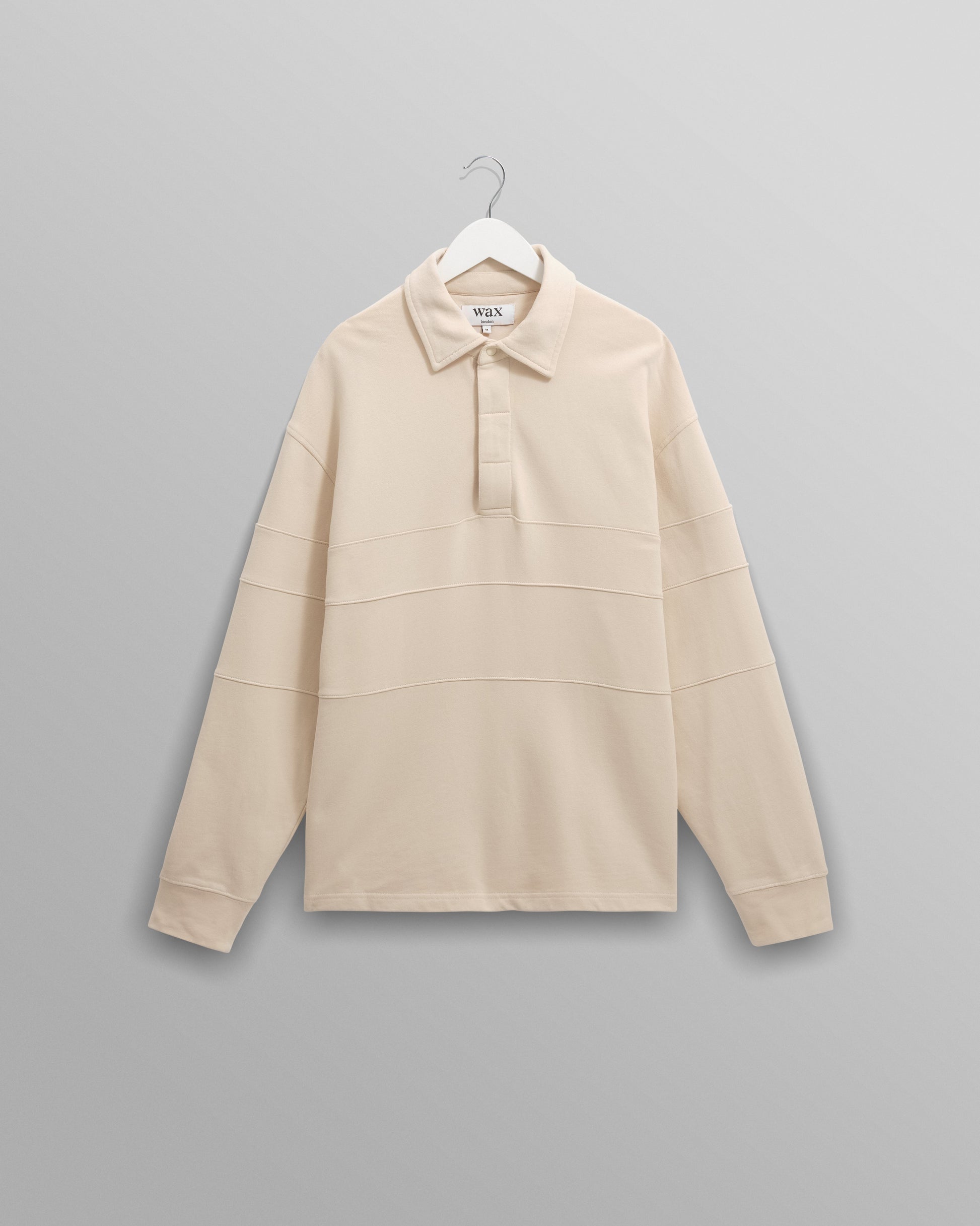 wax london men's Blen - Ecru Organic Cotton Rugby Shirt