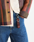 wax london men's Boston - Cherry Retro Grain Leather Keyring