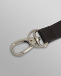 wax london men's Boston - Dark Brown Retro Grain Leather Keyring