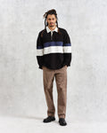 wax london men's Bow - Black Striped Organic Cotton Rugby Shirt