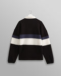 wax london men's Bow - Black Striped Organic Cotton Rugby Shirt