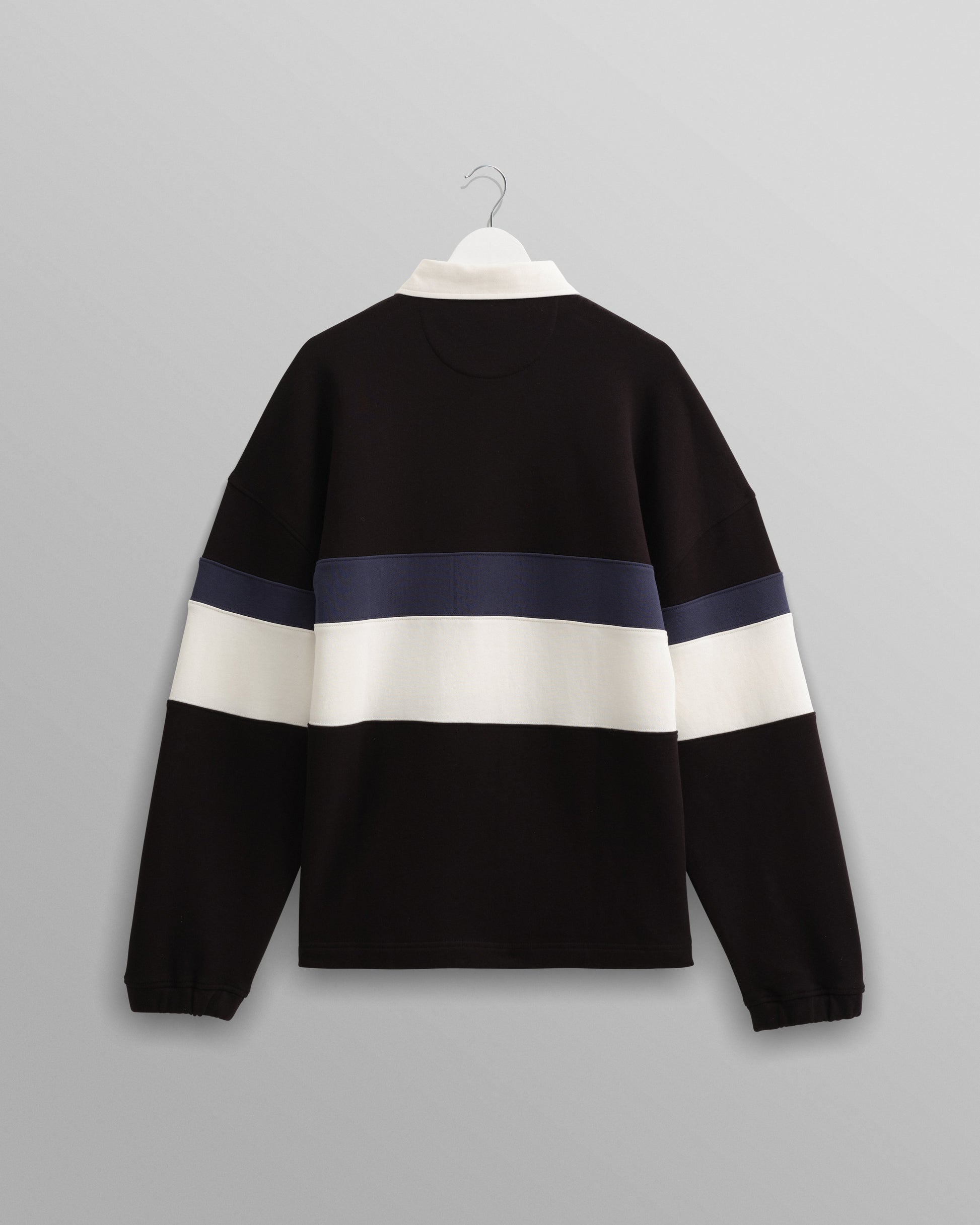 wax london men's Bow - Black Striped Organic Cotton Rugby Shirt