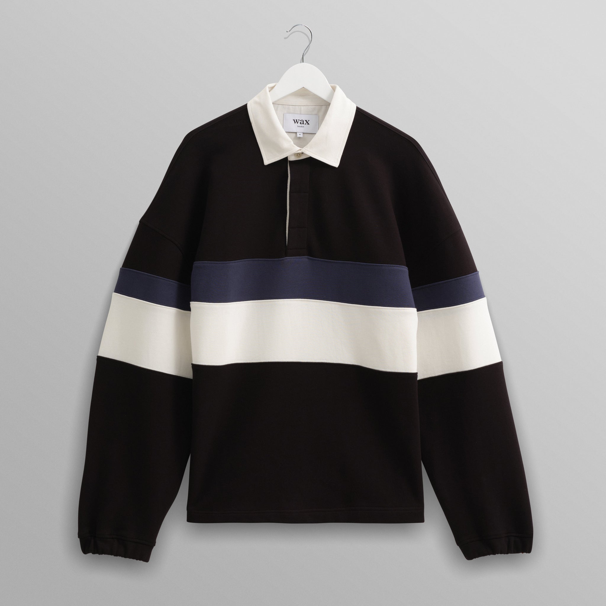 wax london men's Bow - Black Striped Organic Cotton Rugby Shirt