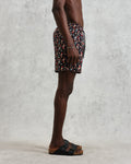 wax london men's Brockwell - Black Geometric Logo Swim Shorts