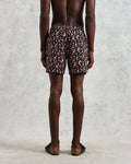 wax london men's Brockwell - Black Geometric Logo Swim Shorts