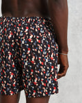wax london men's Brockwell - Black Geometric Logo Swim Shorts