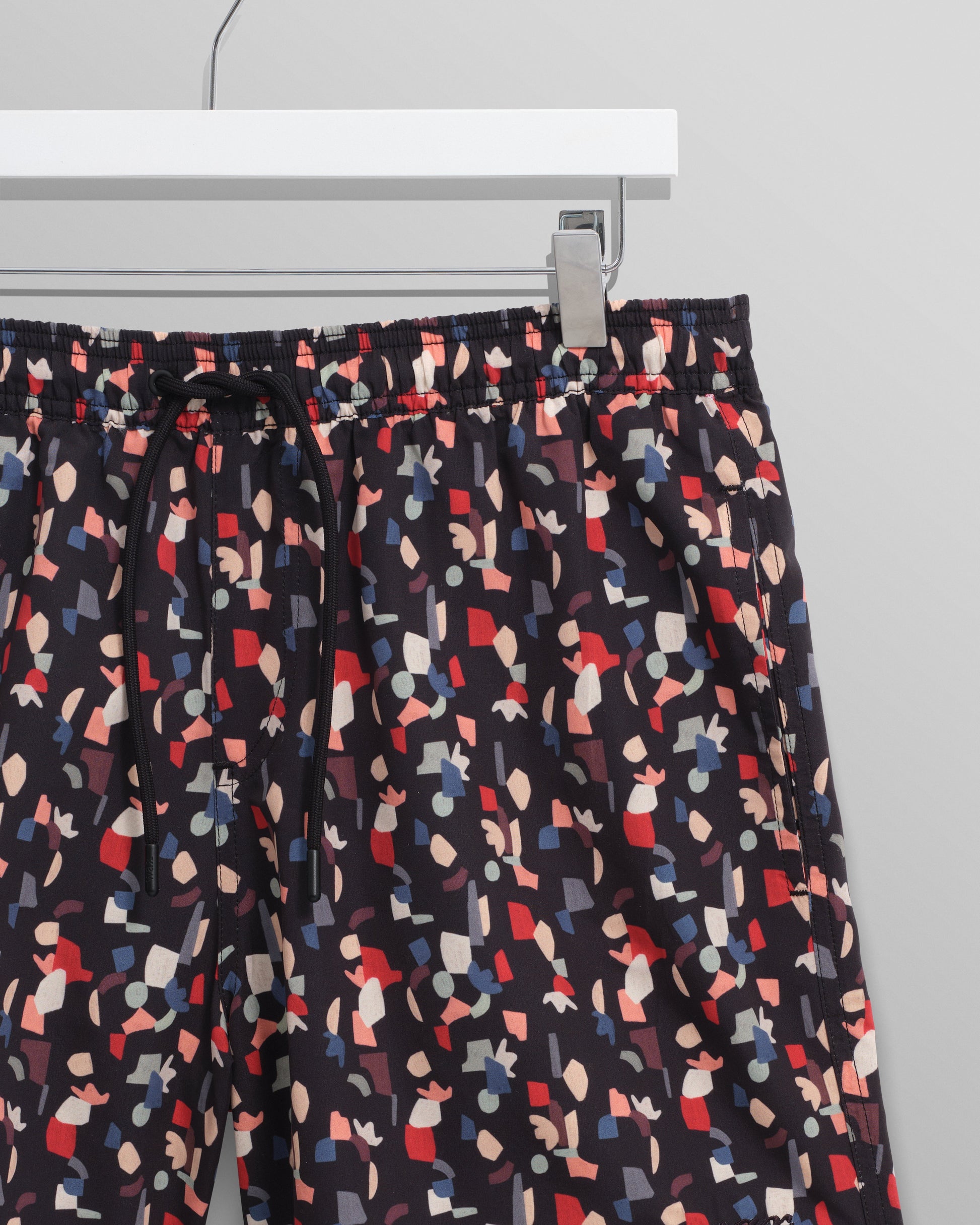 wax london men's Brockwell - Black Geometric Logo Swim Shorts