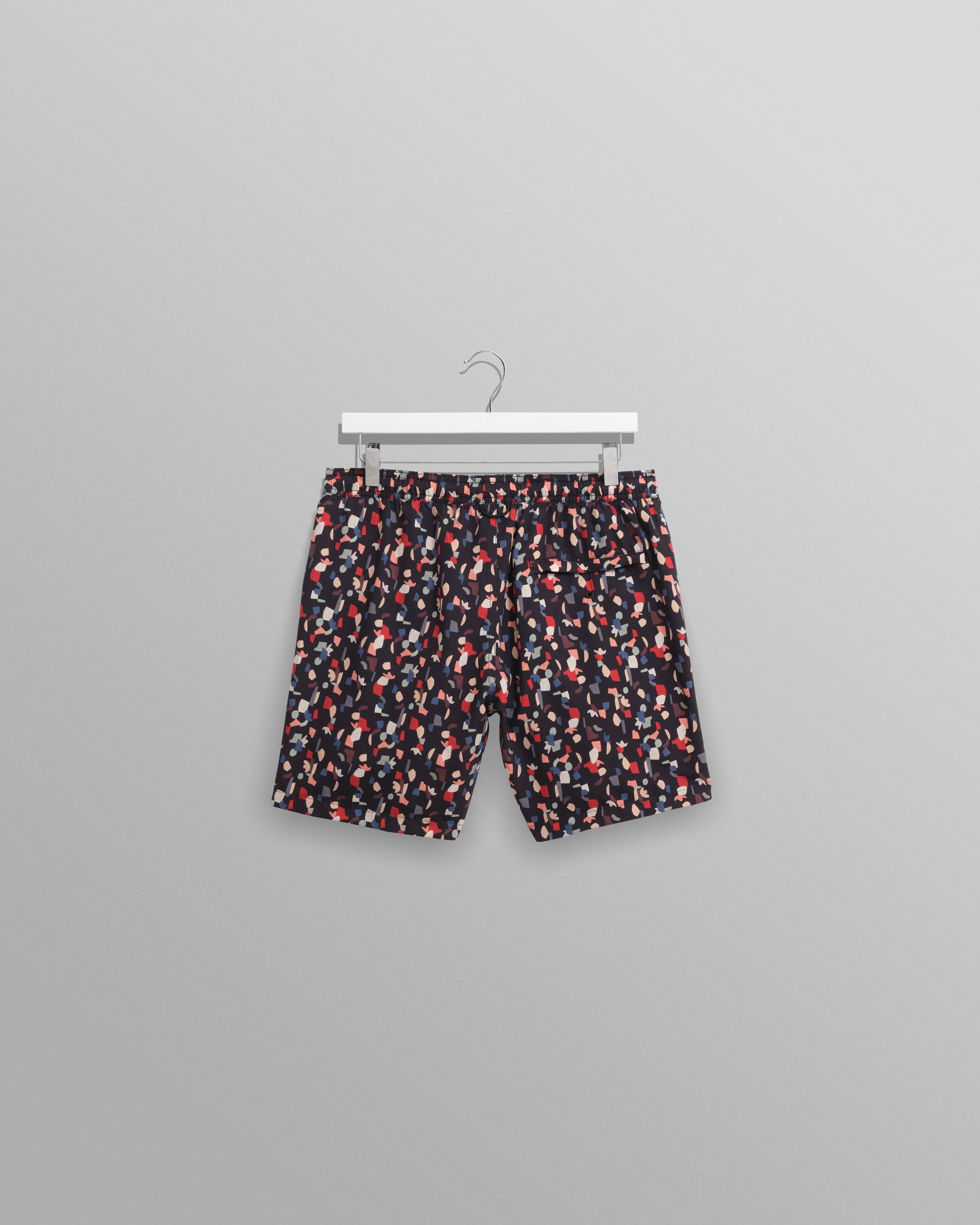 wax london men's Brockwell - Black Geometric Logo Swim Shorts