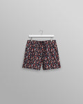 wax london men's Brockwell - Black Geometric Logo Swim Shorts