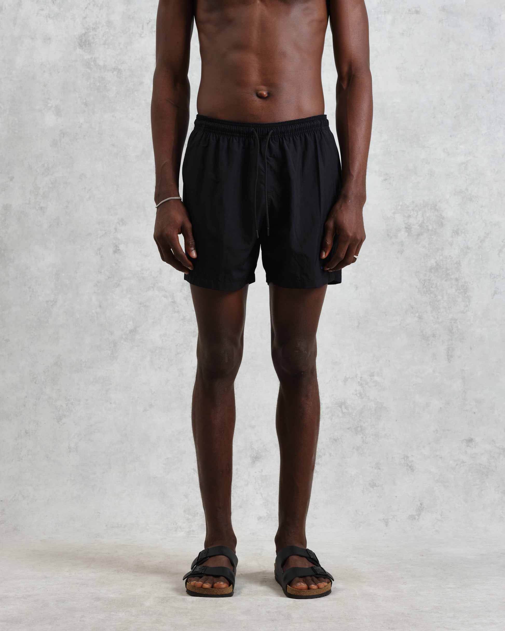wax london men's Brockwell - Black Logo Swim Shorts