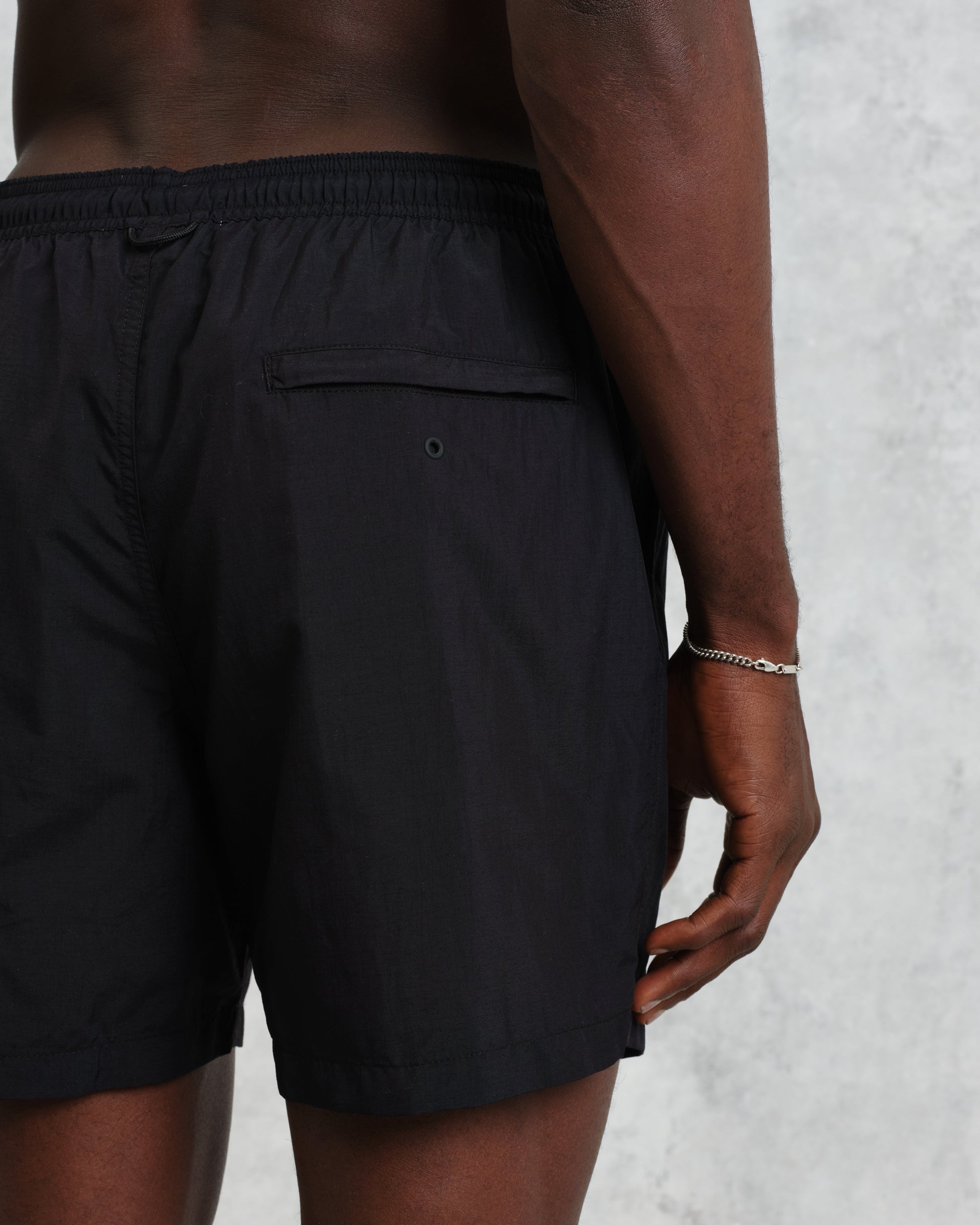 wax london men's Brockwell - Black Logo Swim Shorts