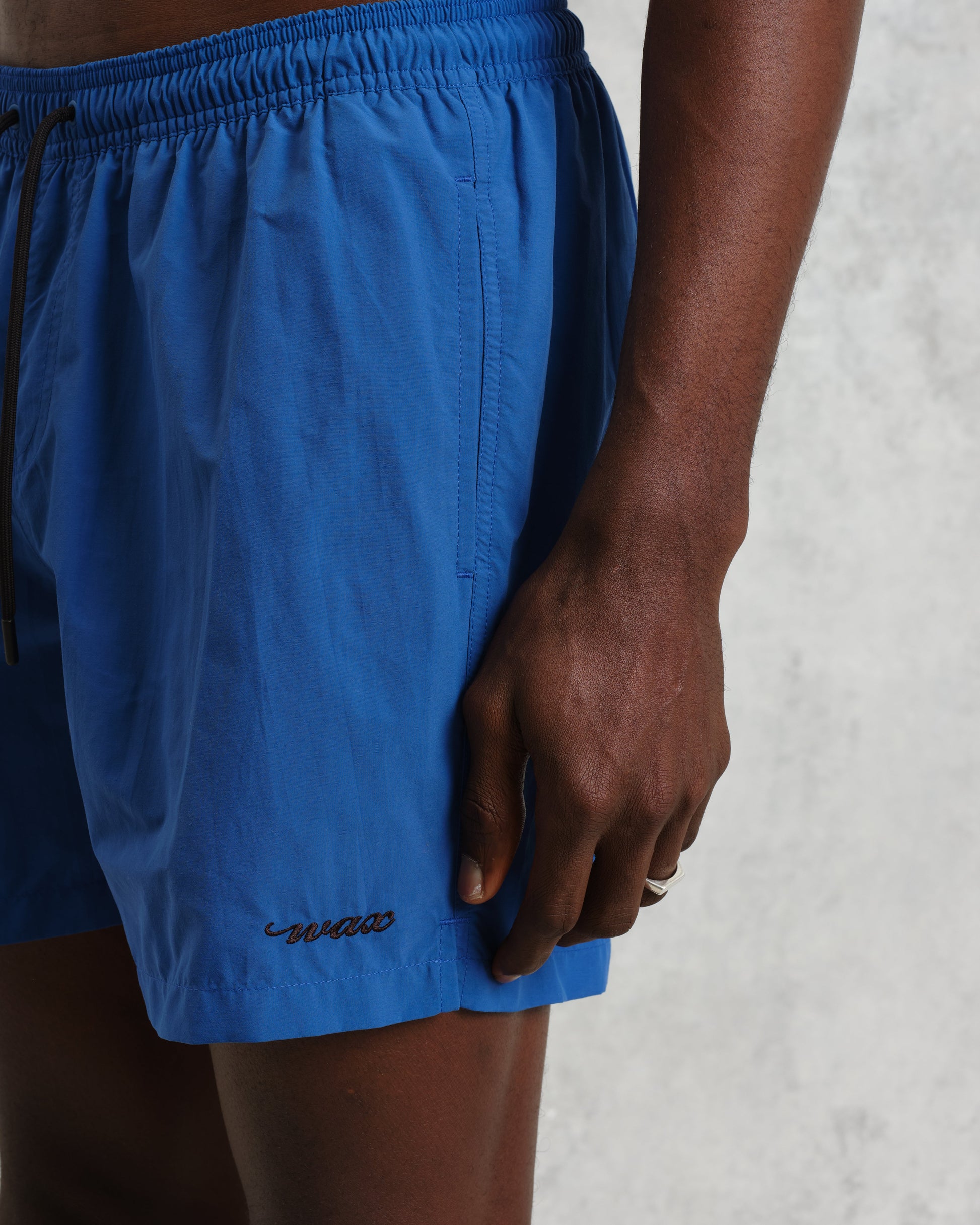 wax london men's Brockwell - Bright Blue Logo Swim Shorts
