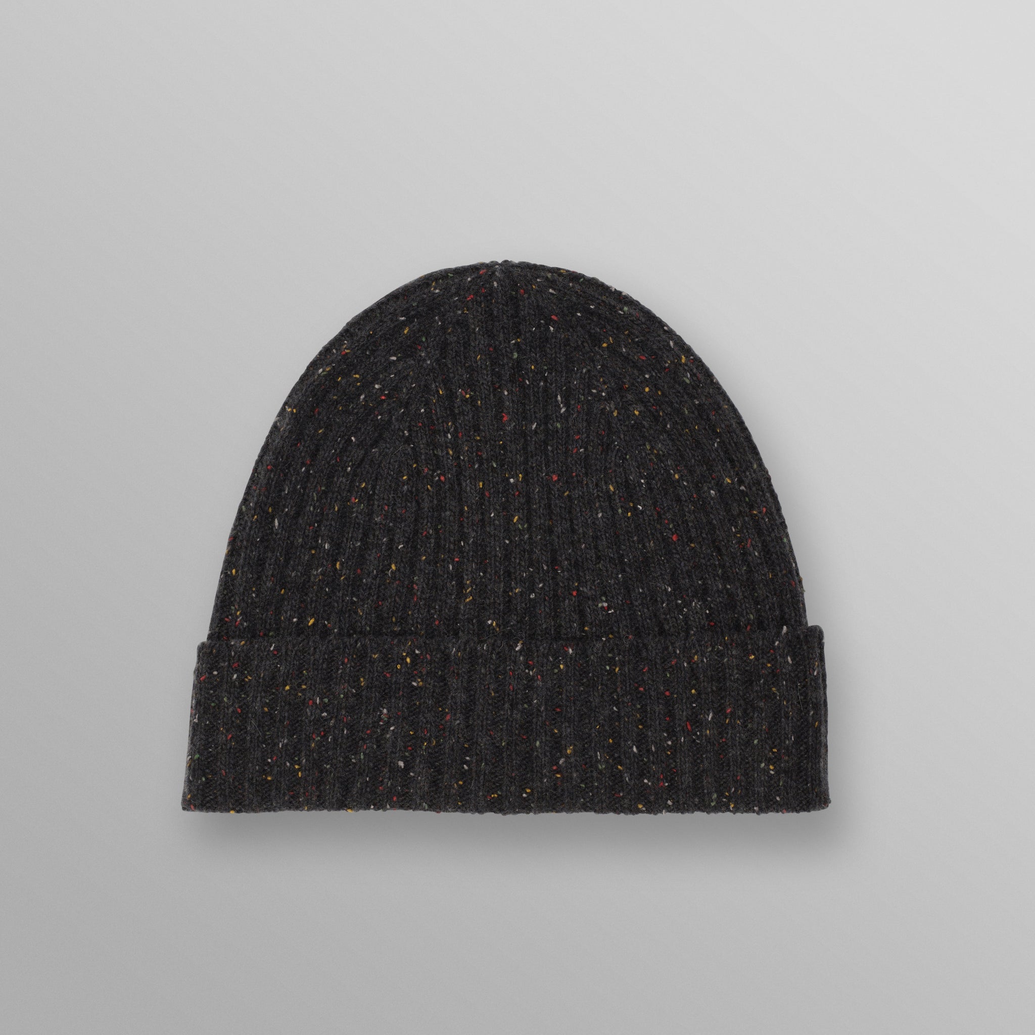 wax london men's Brook - Charcoal Donegal Single Rib Wool Beanie