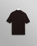 wax london men's Bury - Dark Brown Stripe Zip Polo