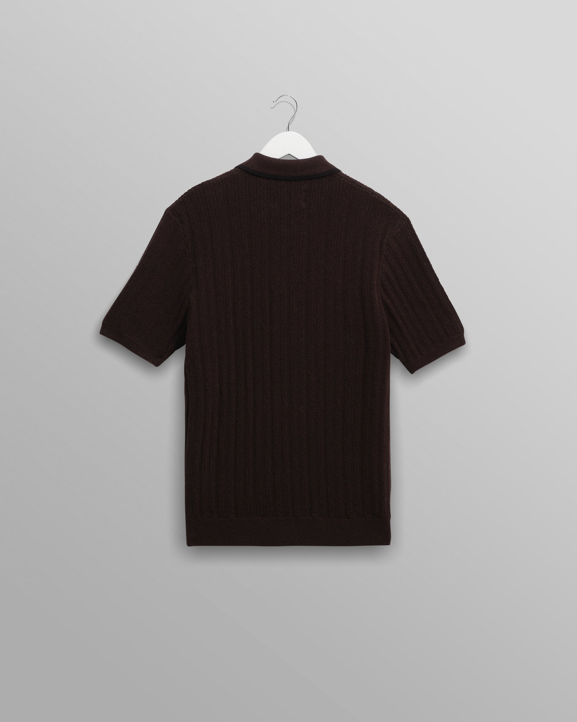 wax london men's Bury - Dark Brown Stripe Zip Polo