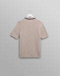 wax london men's Bury - Natural Melange Stripe Zip Polo