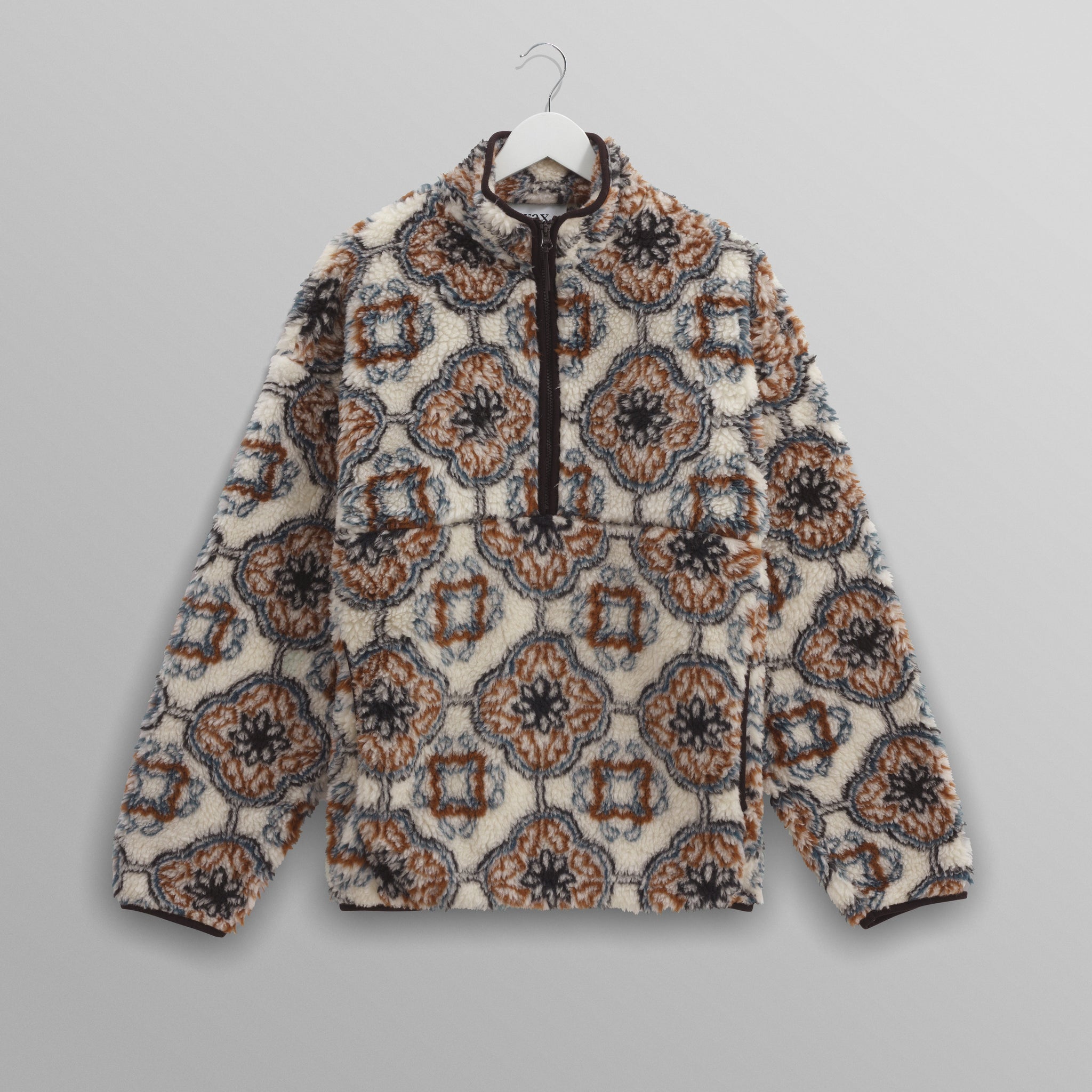 wax london men's Camley - Ecru Tile Print Fleece
