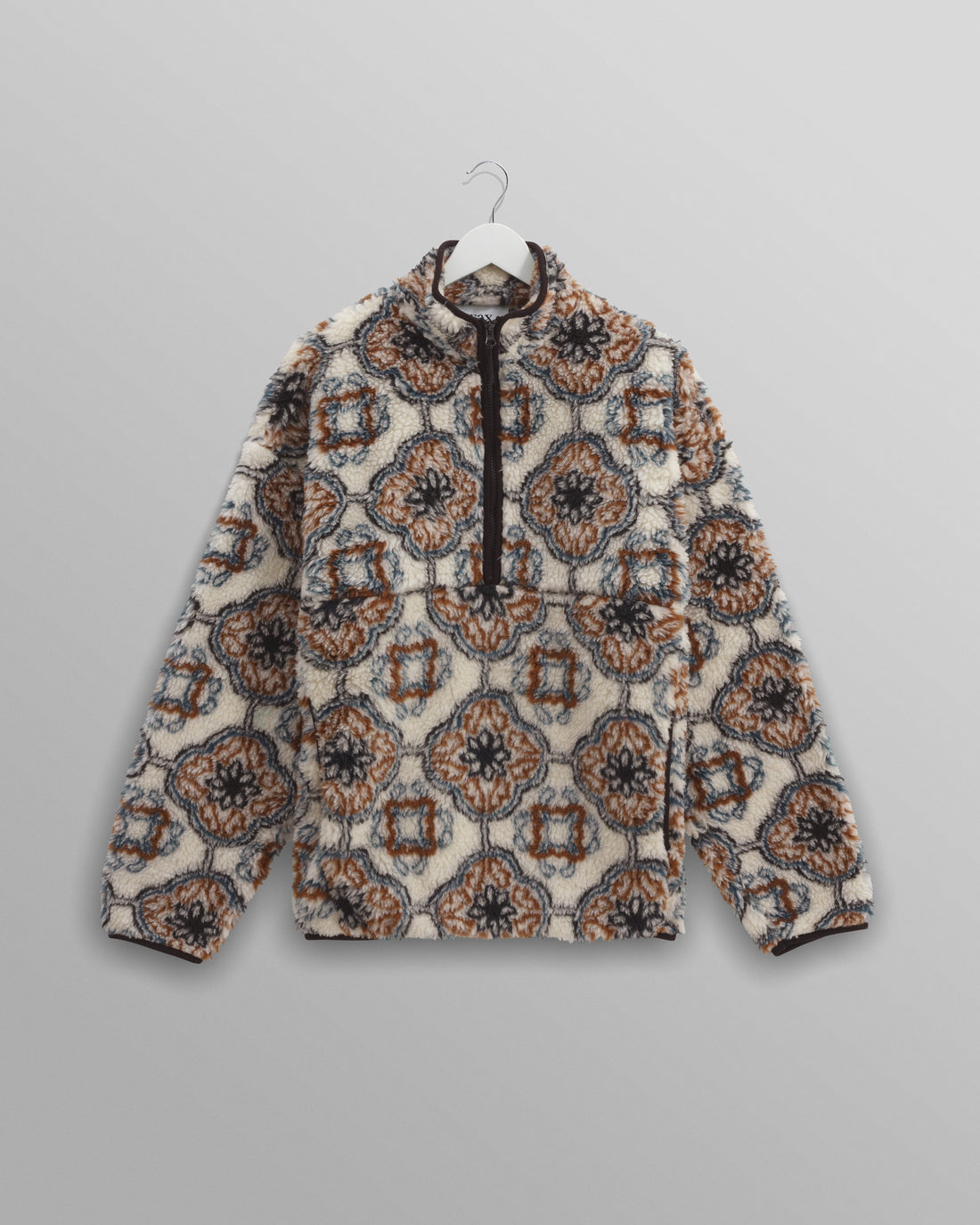 wax london men's Camley - Ecru Tile Print Fleece