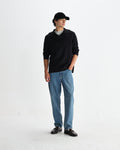 wax london men's Carter - Black Open Collar Milano Knit Polo