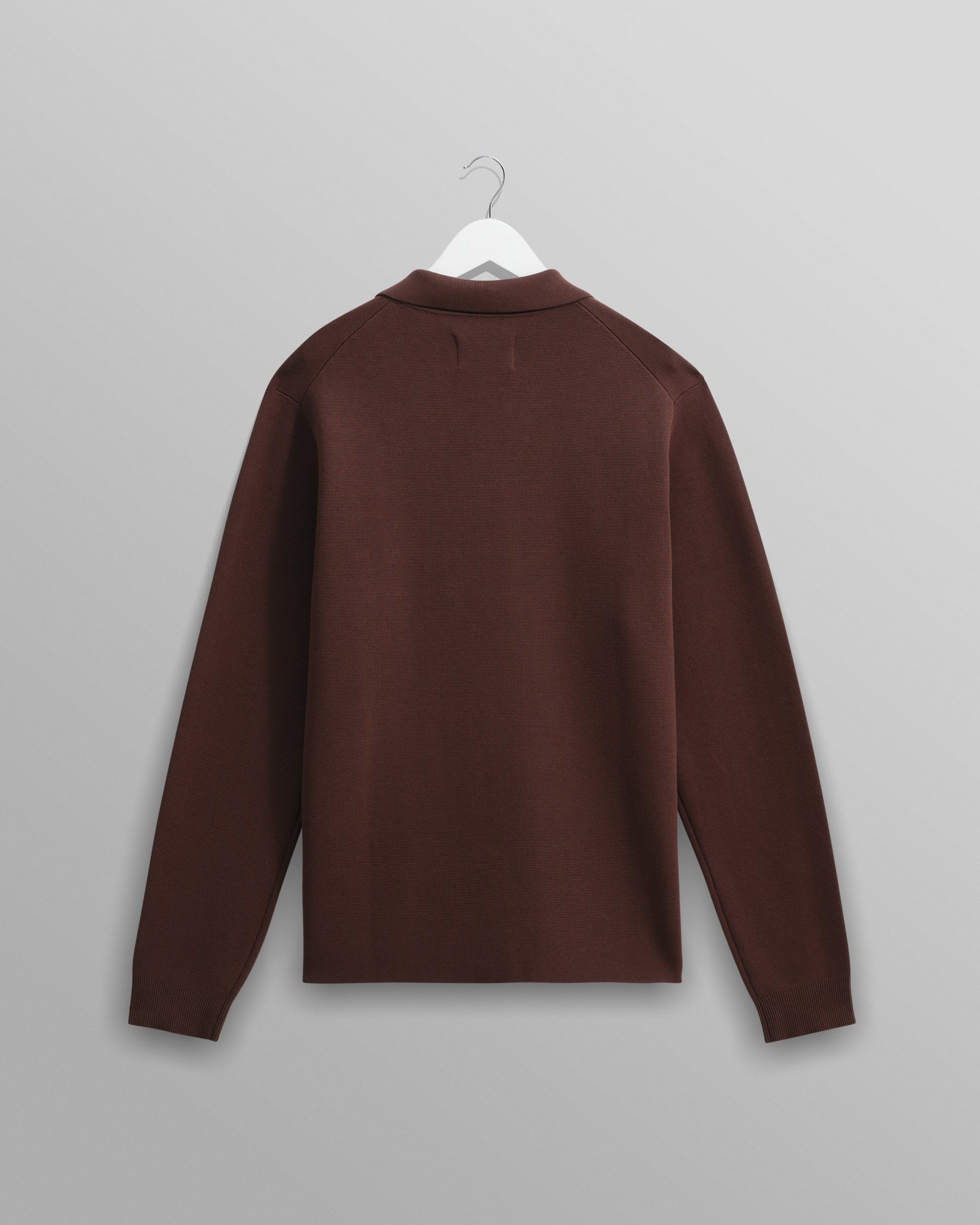 wax london men's Carter - Brown Open Collar Milano Knit Polo