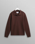 wax london men's Carter - Brown Open Collar Milano Knit Polo
