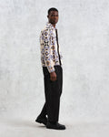 wax london men's Cartha - Ecru Geometric Corduroy Jacket