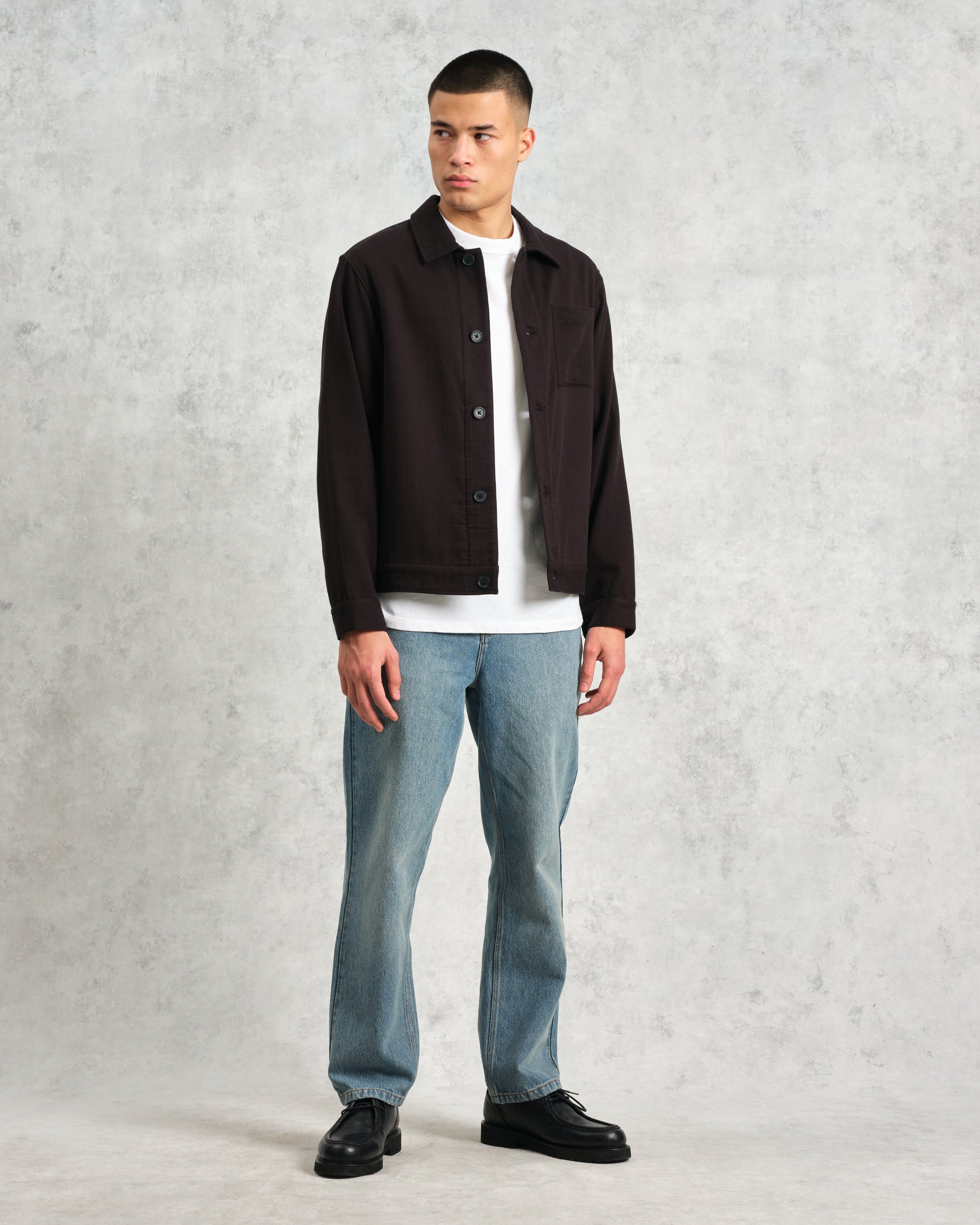 wax london men's Coleman - Black Double Weave Cotton Jacket