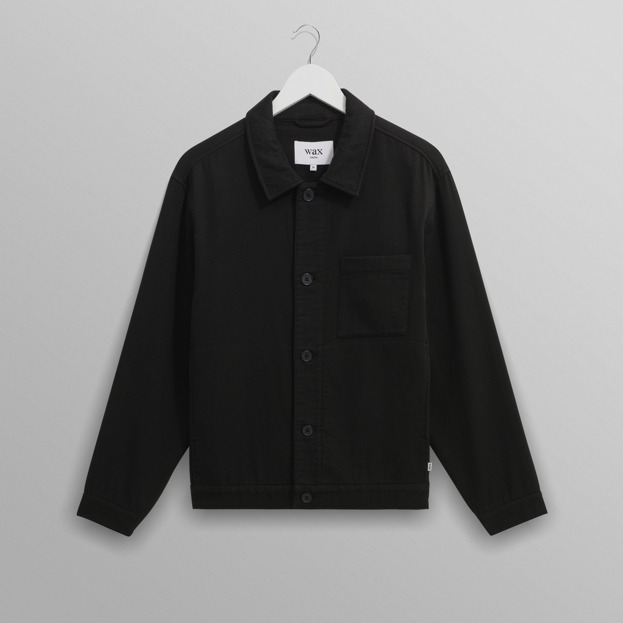 wax london men's Coleman - Black Double Weave Cotton Jacket