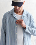 wax london men's Corey - Blue And White Twisted Stripe Cotton Shirt