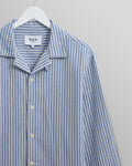 wax london men's Corey - Blue And White Twisted Stripe Cotton Shirt