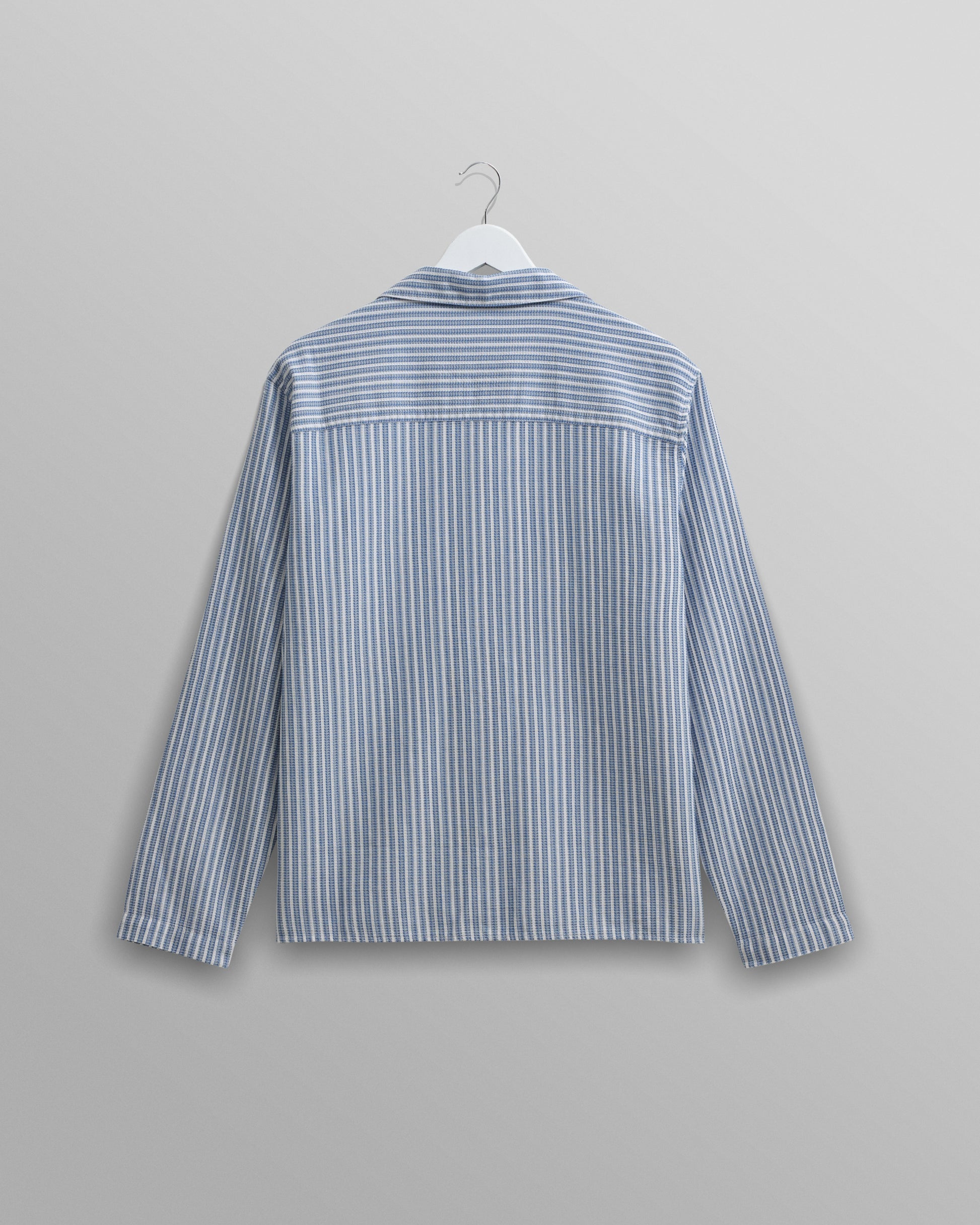 wax london men's Corey - Blue And White Twisted Stripe Cotton Shirt