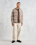 wax london men's Cozi - Ecru Squiggle Fleece Jacket