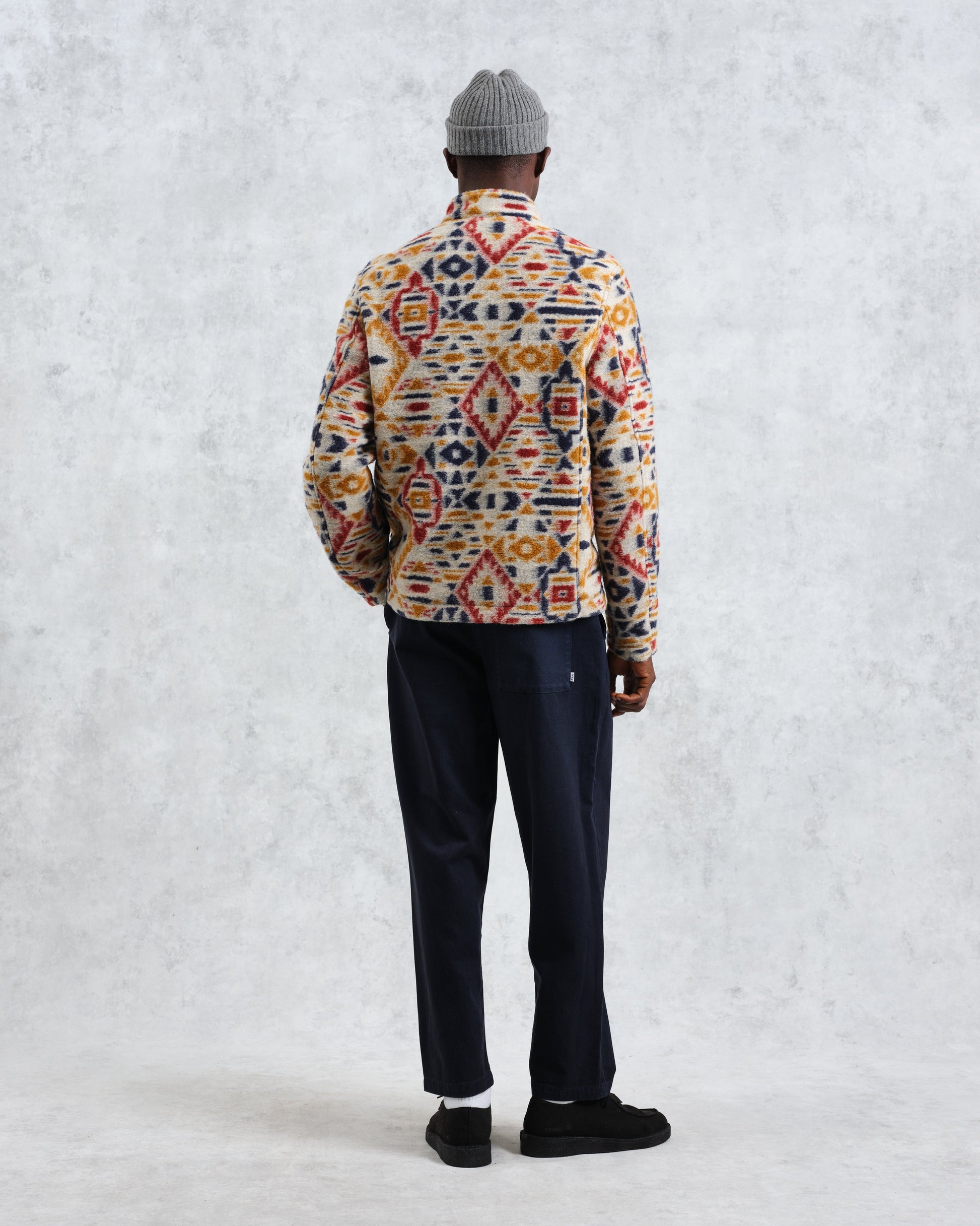 wax london men's Cozi - Multicolour Geometric Fleece Jacket