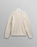 wax london men's Crosby - Ecru Pointelle Cotton Cardigan