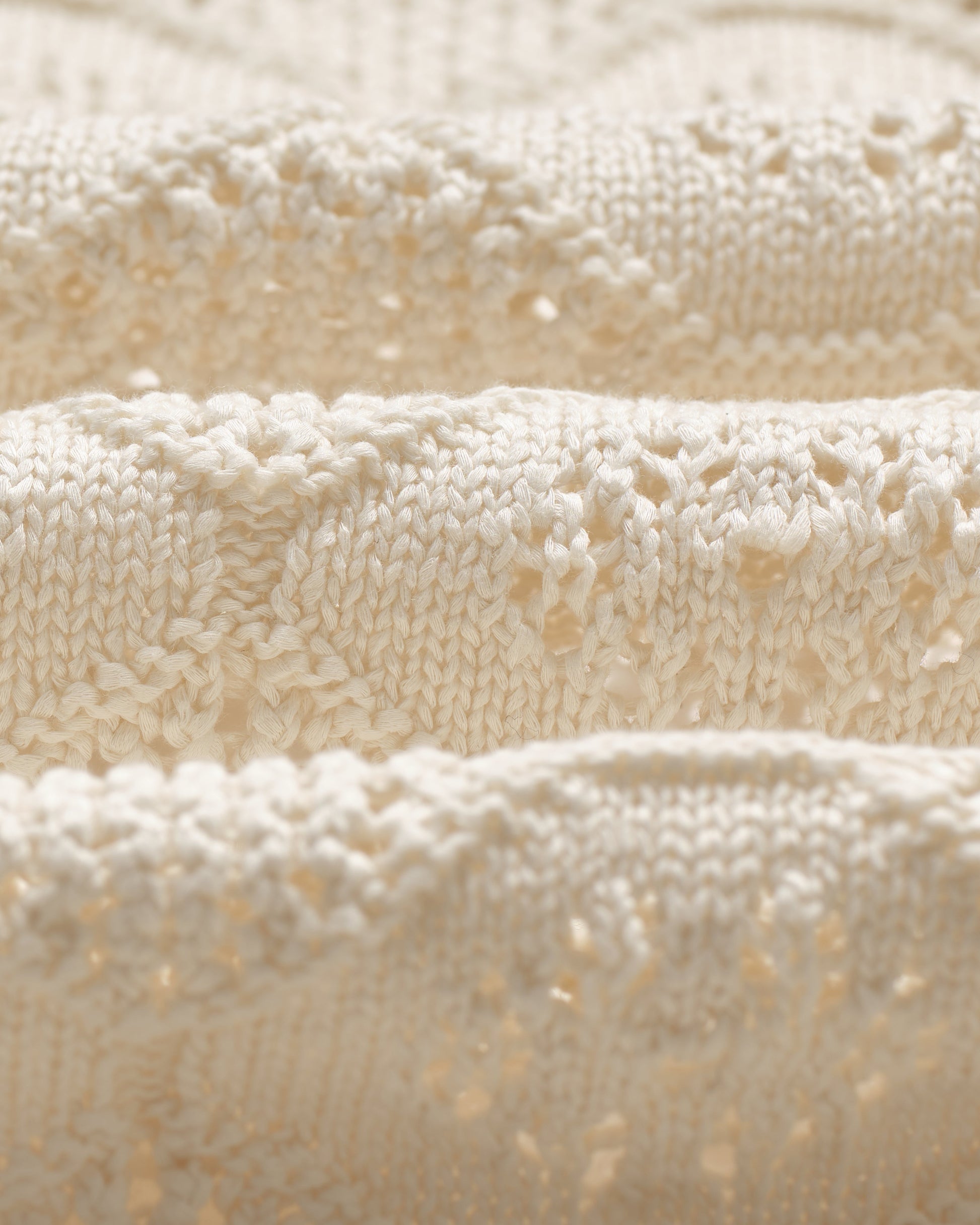 wax london men's Crosby - Ecru Pointelle Cotton Cardigan